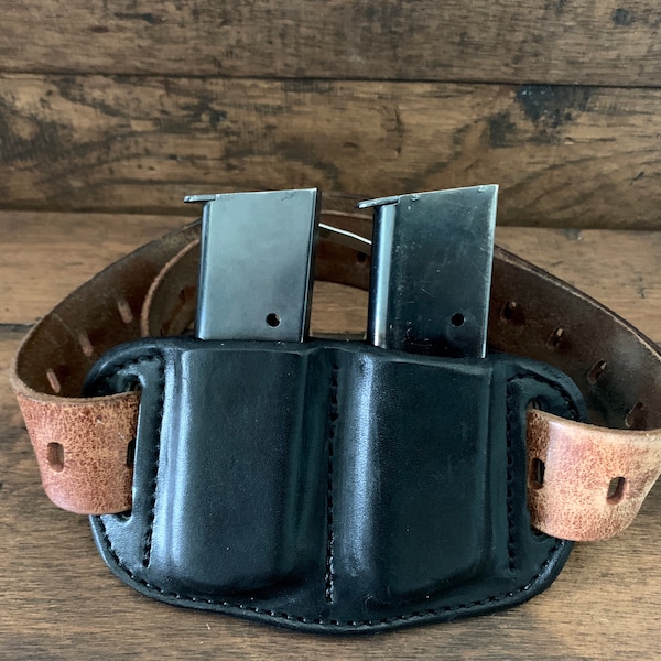 Custom Leather Double clip/magazine Holster for 1911 Single Stack