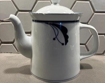 Dansk Flora Bayberry Teapot Coffeepot Blue White Porcelain