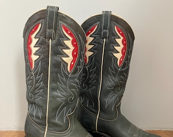 ACME Women's Blue Grey Vintage Western Cowboy Boots