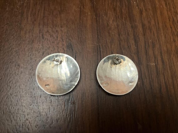 Silver seashell multi-color stone post earrings - image 3