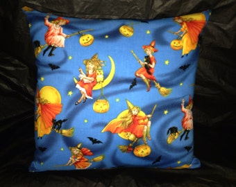 Vintage Halloween Witch Decorative Throw Pillows (set of 2)