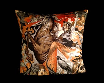 Gothic Skeleton Grimm Reaper - Four Horseman Decorative Accent/Throw Pillows - Horror - Haunted House - Halloween