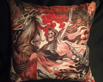 Gothic Skeleton Grimm Reaper - Four Horseman Decorative Accent/Throw Pillows - Horror - Haunted House - Halloween