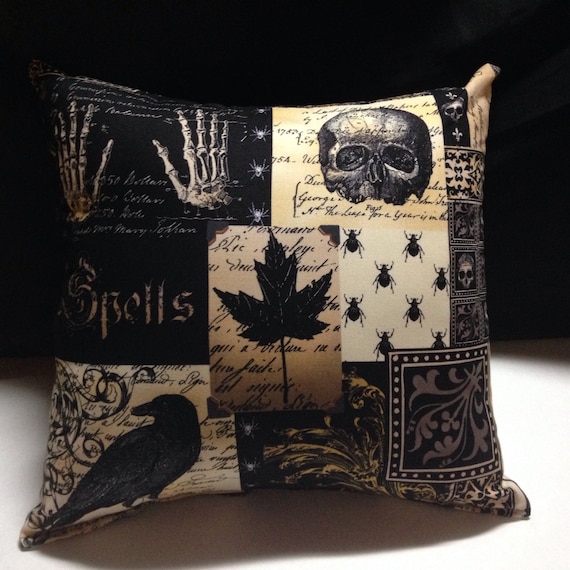 Edgar Allan Poe Inspired Gothic Throw Pillows Ravens Skulls 