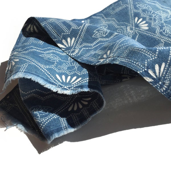 RESERVED for NAOMI: Japanese Antique Katazome Cotton Textile - Geometric Dots & Floral Pattern (#15020502)