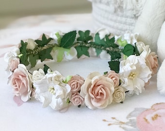 Boho Flower Crown, Baby Flower Crown, Pink Flower Crown, Floral Headpiece, Flower Girl Headpiece,Flower Crown For Girls,Toddler Flower Crown