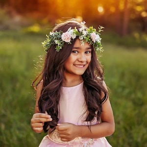 Greenery Flower Crown, Pink Flower Crown, Flower Girl Flower Crown, Bridal Flower Crown, Baby Flower Crown, Newborn Flower Crown