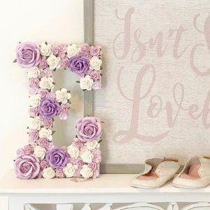 Carta de flores, carta floral, vivero de cartas de flores, carta de flores para boda, inicial floral, vivero de cartas florales personalizadas, decoración de vivero