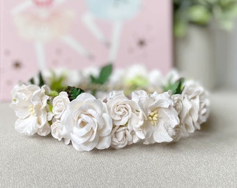 White Flower Crown, Baby Flower Crown, Flower Girl Crown, Toddler Flower Crown, Newborn Flower Crown, White Flower Crown Wedding