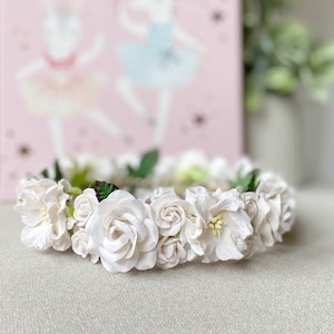 White Flower Crown, Baby Flower Crown, Flower Girl Crown, Toddler Flower Crown, Newborn Flower Crown, White Flower Crown Wedding