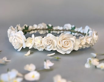 White Flower Crown, Baby Flower Crown, Flower Girl Crown, Toddler Flower Crown, Newborn Flower Crown, Flower Crown Wedding, Baptism Crown