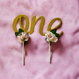 Erster Geburtstag Tortenstecker, Floral One Cake Topper, ONE Smash Cake Topper, Blumen für Kuchen, Boho Photo Prop, 1st Birthday Cake Topper