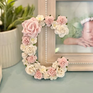 Carta de flores, carta floral, vivero de cartas de flores, carta de flores para boda, inicial floral, vivero de cartas florales personalizadas, decoración de vivero