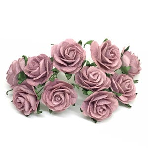 50 Mauve Mulberry Paper Flowers - 1 inch - Mulberry Paper Roses - Mini Paper Flowers, Open Roses, Roses, Artificial Flowers
