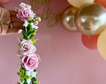 Mommy and Baby Flower Crown for Baby Shower, Baby Flower Crown, Flower Girl Crown, Toddler Flower Crown, Newborn Flower Crown, Greenery