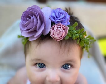 Newborn Flower Crown, Toddler Flower Crown, Baby Flower Crown, Baby Headband, Toddler Floral Crown, Newborn Headband, Greenery Flower Crown