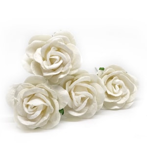 Fiori di carta di gelso bianco, rosa di carta bianca, fiori artificiali, fiori nuziali bianchi, rose artificiali, rosa finta, fiore di rosa di carta
