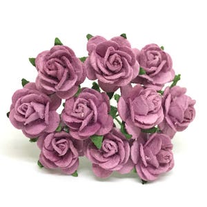 1/2&quot; Mauve Paper Rose, Mauve Paper Flowers, Miniature Flowers, Mulberry Paper Flowers, Mauve Wedding Decor, Fake Mauve Flowers, Mini Roses