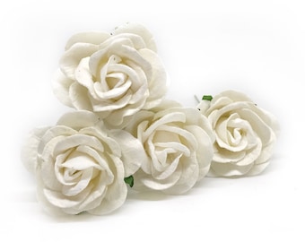 White Mulberry Paper Flowers, White Paper Rose, Artificial Flowers, White Wedding Flowers, Artificial Roses, Fake Rose, Paper Rose Flower