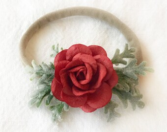 Christmas Headband Baby, Newborn Flower Crown, Baby Flower Headband, Newborn Headband, Baby Flower Crown, Baby Headband, Flower Headband