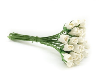 1cm White Paper Rose, White Paper Flowers, Mulberry Paper Flowers, Miniature Flowers, Mulberry Paper Rose, Paper Rose Bud, Miniature Rose