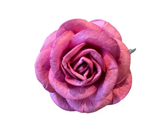20 Fuchsia Mulberry Paper Flowers - 2 inch - Mulberry Paper Roses - Mini Paper Flowers, Open Roses, Roses, Artificial Flowers