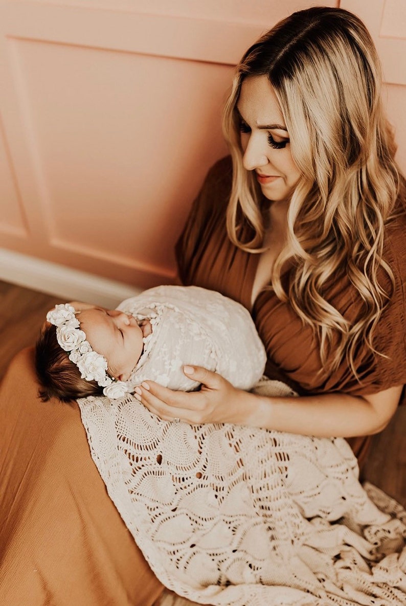 White Flower Crown, Baby Flower Crown, Flower Girl Crown, Toddler Flower Crown, Newborn Flower Crown, White Flower Crown Wedding image 6