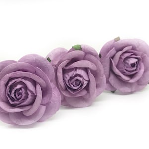 2&quot; Lila Papierblumen, Maulbeerpapierblumen, Lila Rose aus Maulbeerpapier, Kunstblumen, Kunstrosen, Fake Rose, Lila Rosen