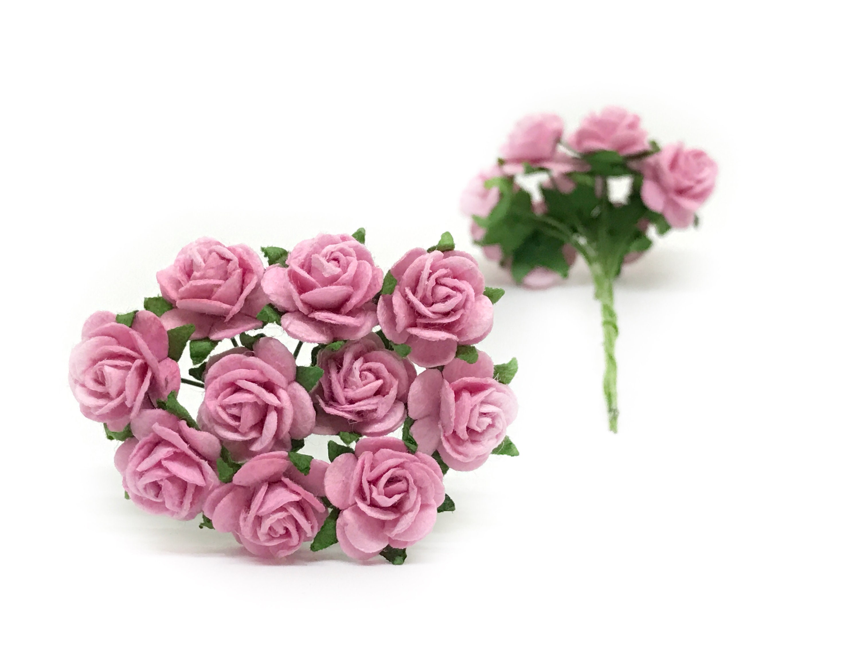 1/2 Pink Paper Flowers Pink Paper Roses Miniature | Etsy