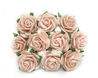 50 Blush Pink Mulberry Paper Flowers - 2cm - Mulberry Paper Roses - Mini Paper Flowers, Open Roses, Roses, Artificial Flowers