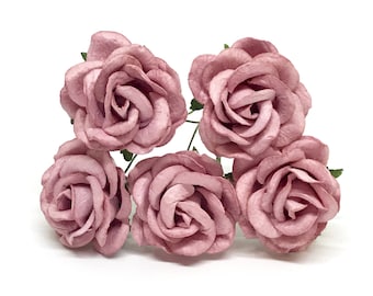 Mauve Paper Flower, Mauve Paper Rose, Mauve Wedding Decor, Floral Crown Flowers, Headband Flowers, Floral Headband Supply, Mulberry Flower
