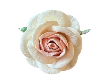 20 Ivory/Blush Pink Mulberry Paper Flowers - 2 inch - Mulberry Paper Roses - Mini Paper Flowers, Open Roses, Roses, Artificial Flowers