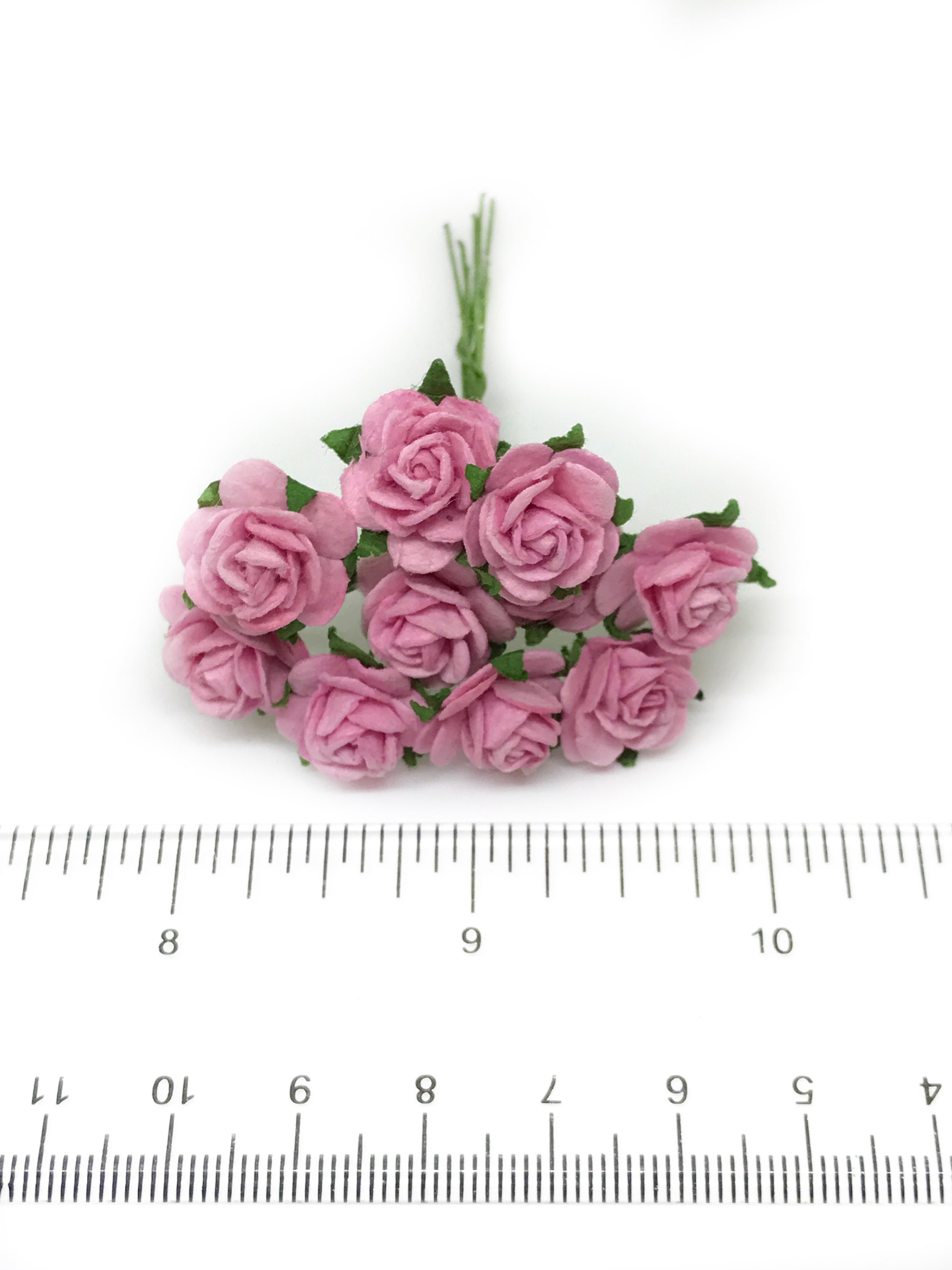 1/2 Pink Paper Flowers Pink Paper Roses Miniature | Etsy