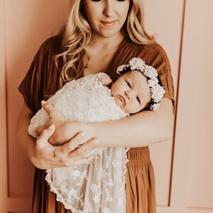 White Flower Crown, Baby Flower Crown, Flower Girl Crown, Toddler Flower Crown, Newborn Flower Crown, White Flower Crown Wedding image 5