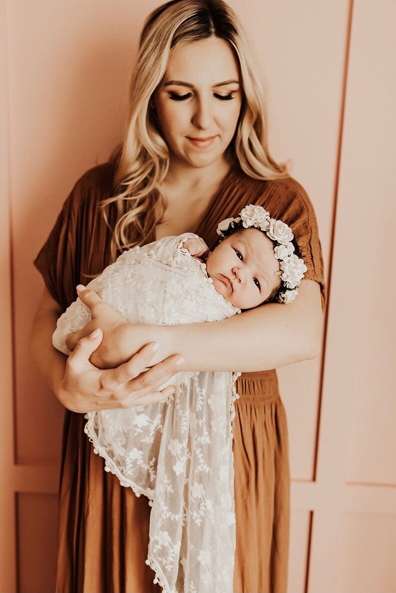 White Flower Crown, Baby Flower Crown, Flower Girl Crown, Toddler Flower Crown, Newborn Flower Crown, White Flower Crown Wedding image 5