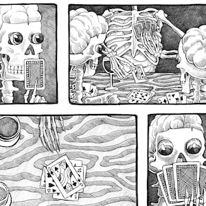 Bare Bones Play Cards Pen Drawing