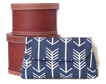 Clutch -  Clutch Bag - Large Clutch Bag - Navy Blue and White