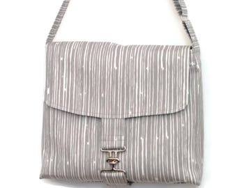 Messenger Bag - Cross body Messenger Gray and White