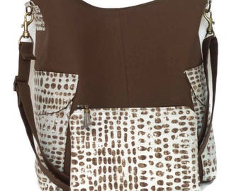 Cross- body bag - shoulder Bag - with matching zipper pouch -  Brown