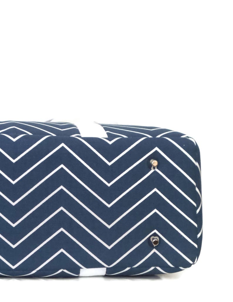 Tote Bag Carry on Bag Diaper Bag Gym Bag Weekend Bag Overnignt Bag Weekender Travel Bag Navy Blue and White