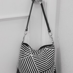 Hobo Bag Shoulder Bag Black and White With Black Faux | Etsy