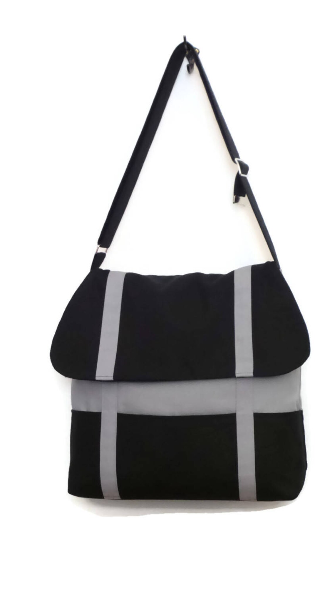 Canvas Cross-body Bag Messenger Bag Black and Gray Canvas - Etsy Italia