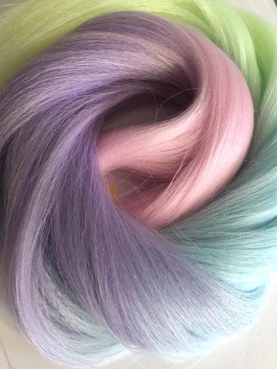 Pretty Pastel Rainbow Ombre Kanekalon Doll Hair For Ooak Etsy