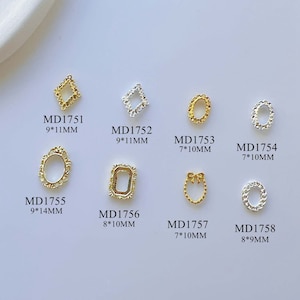5pcs Frame Oval Deco Fancy Metal Charms Nail Art Decoration Cellphone Decoration MD1751-1758