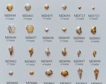 3D Ca. 100pcs/bag Metal Stud Sea Series Shell Conch 3D Charm Mini Stud MD440-904