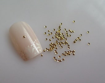MD-786 3D Approx. 100pcs/bag Tiny 0.8MM Gold Round Metal Stud Metal Nail Art Decoration