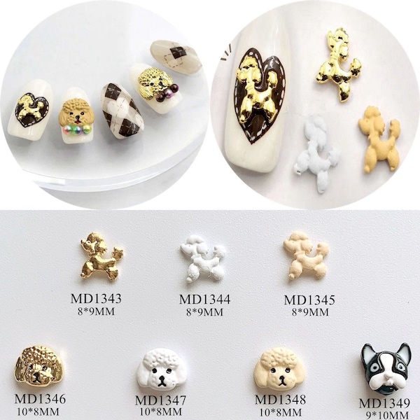 5pcs/tas Nail Art Metal 3D Charms Different Dog Decoration MD1343-1349