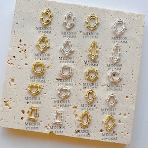 5pcs/bag Nail Art Metal 3D Charms Gold and Silver Frame Deco Nail Art Decoration