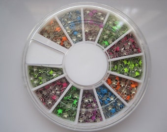 od-44 3D 1 Wheel Types 3mm Star Neon 6-Color Metal Decoration  in wheel Shiny Nail Decoration Lovely Outlooking