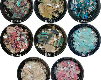 1Jar Nail Art Shell Pieces with glitter pieces Mix in Jars Nail Art Shell Deco BJ64